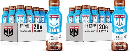 Muscle Milk Zero Protein Shake, Vanilla Crème, 20g Protein, Zero Sugar, 100 Calories, Calcium, Vitamins A, C &amp; D, 4g Fiber, Energizing Snack, Workout Recovery, Packaging May Vary 11.16 Fl Oz (Pack of 12)