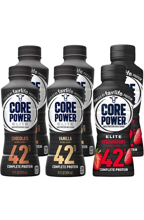 Baxter Expresss: Fairlife Core Power High Protein Milk Shake 42g (Pack of 12) 3 Flavor Pack - Chocolate, Vanilla and Strawberry 14 Fl bottles