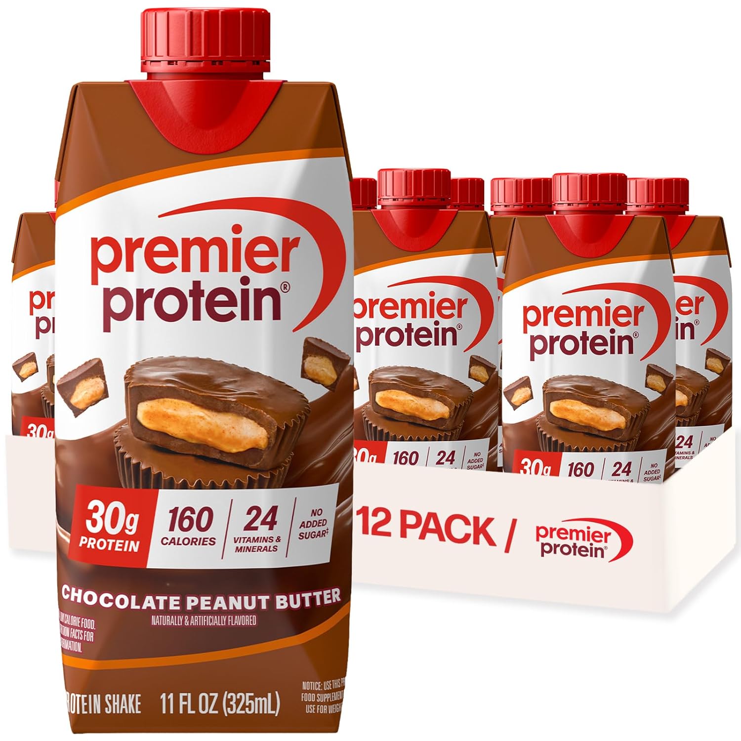 Premier Protein Shake, Liquid, Chocolate Peanut Butter, 30g Protein, Bottle, Gluten Free, 11 fl oz, 12 Pack