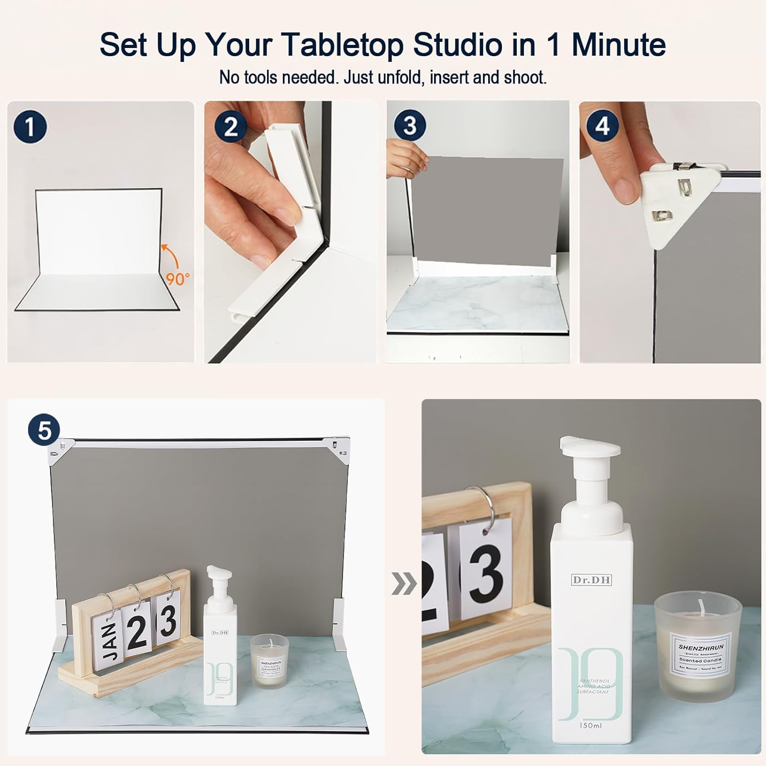 Yoocheese Photo Backdrop for Product Photography - Tabletop Photo Backdrop Kit - 10 Double-Sided Backgrounds, 20 Patterns - 1-Min Setup for Food Photography & Small Products, 16.5 x 11.7 in