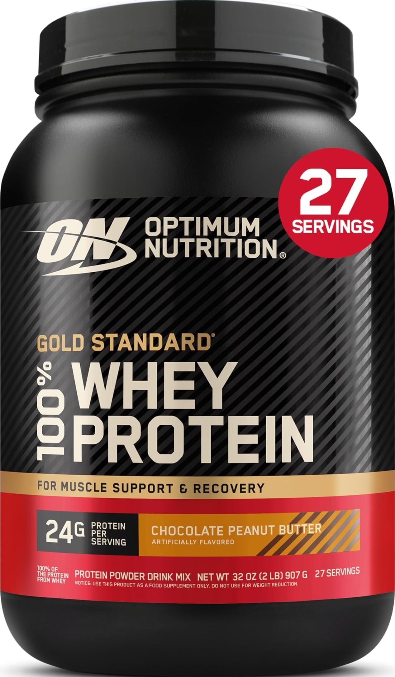 Optimum Nutrition Gold Standard Whey Protein, Double Rich Chocolate, 2 LB
