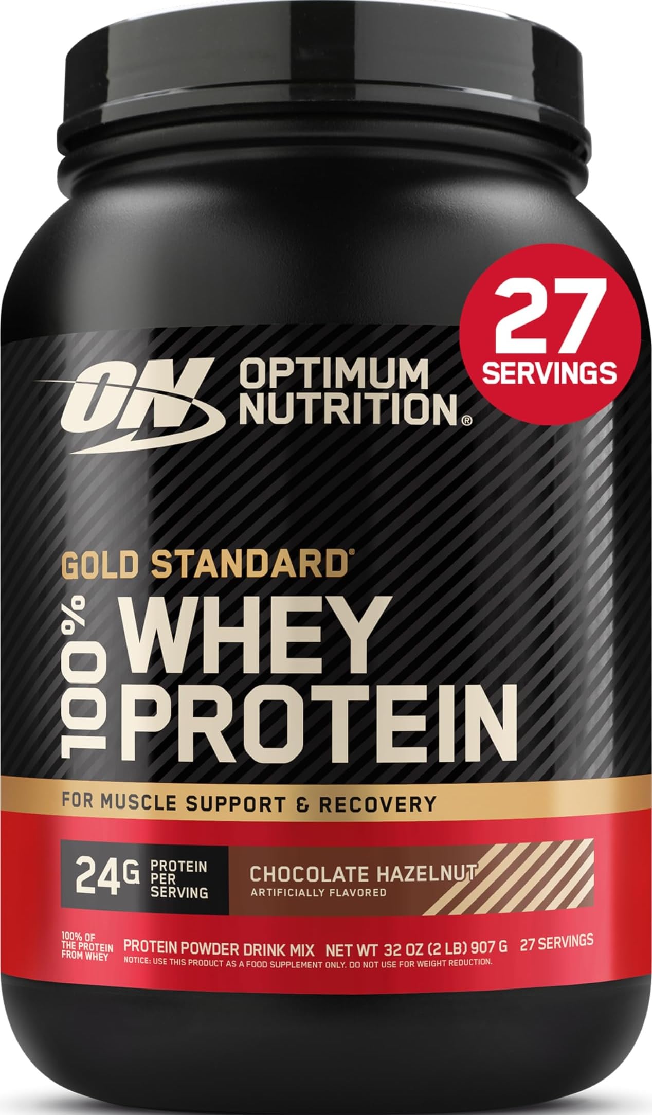 Optimum Nutrition Gold Standard Whey Protein, Double Rich Chocolate, 2 LB