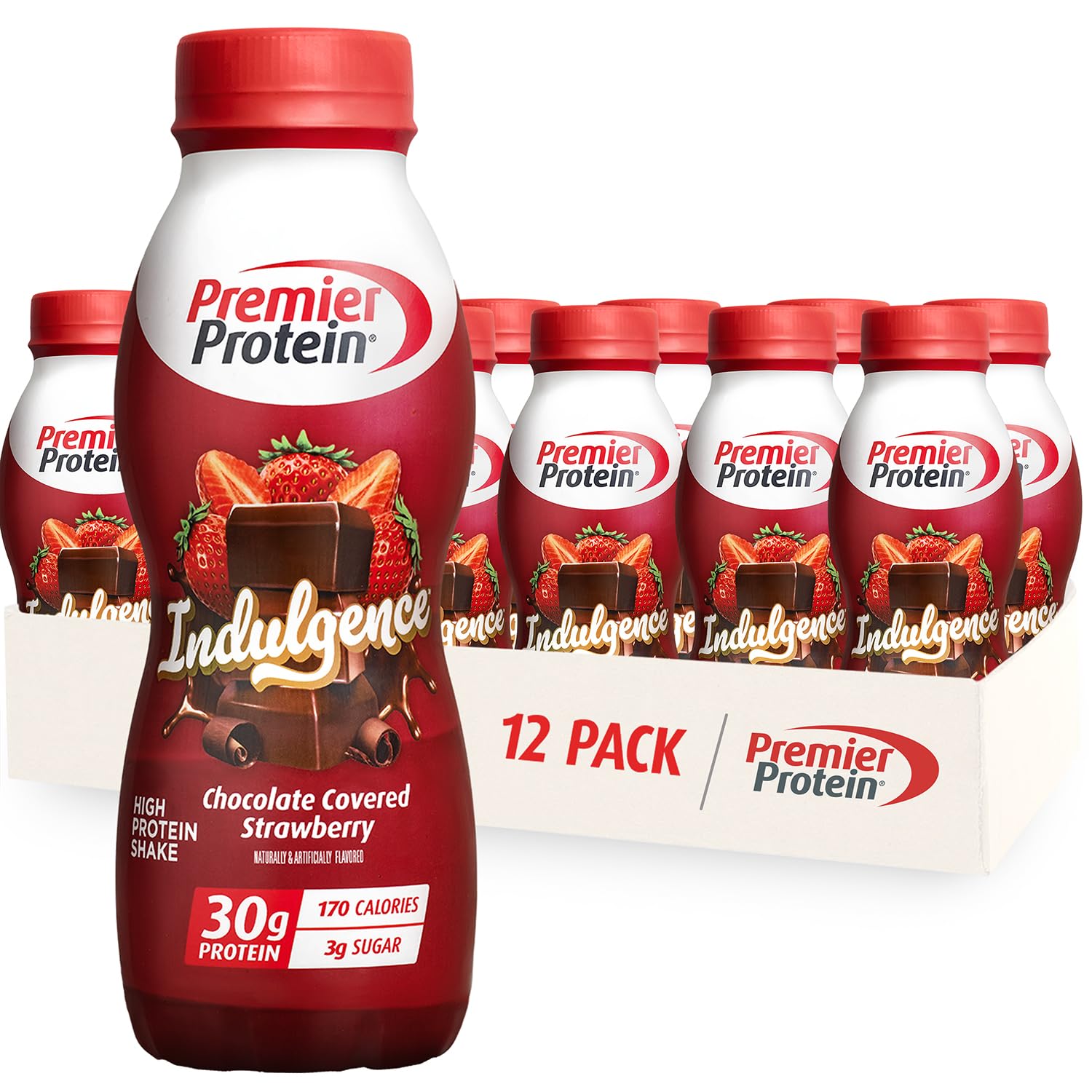 Premier Protein INDULGENCE 30g Shake, White Chocolate Raspberry, 12 Pack