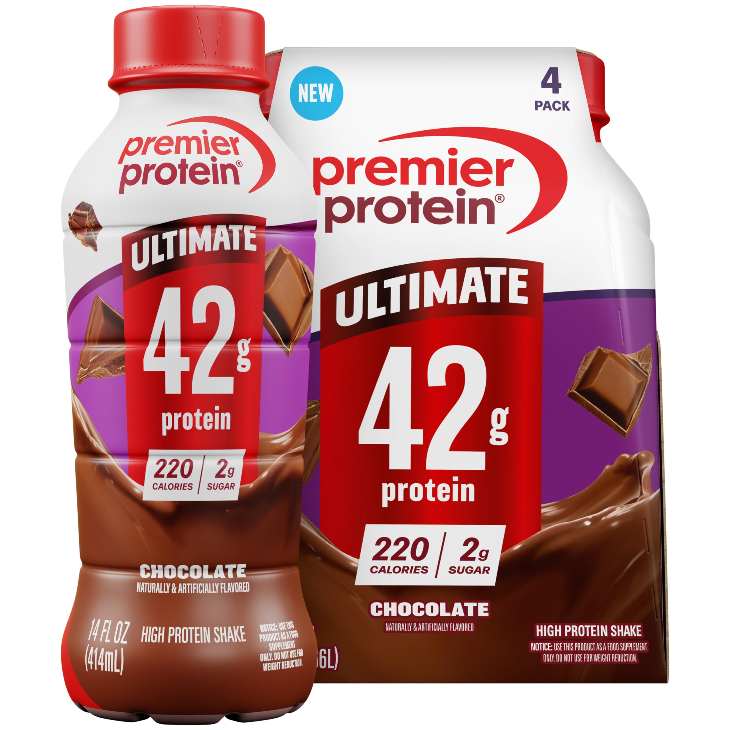 Premier Protein ULTIMATE 42g High Protein Shake, Chocolate, 12 Pack