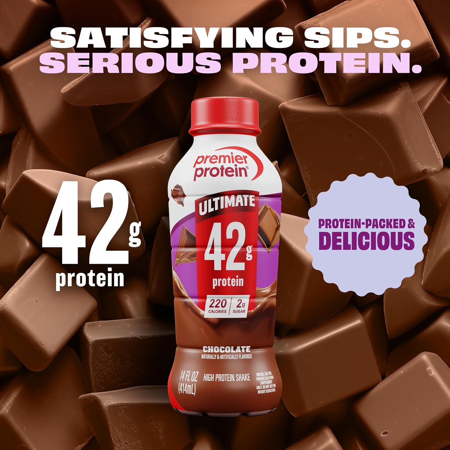 Premier Protein ULTIMATE 42g High Protein Shake, Chocolate, 12 Pack